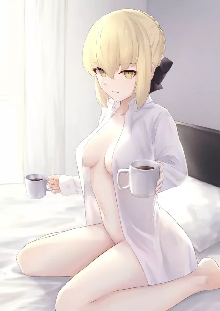 Saber Alter Offering You Some Morning Coffee [Fate] by Great_Mr_L