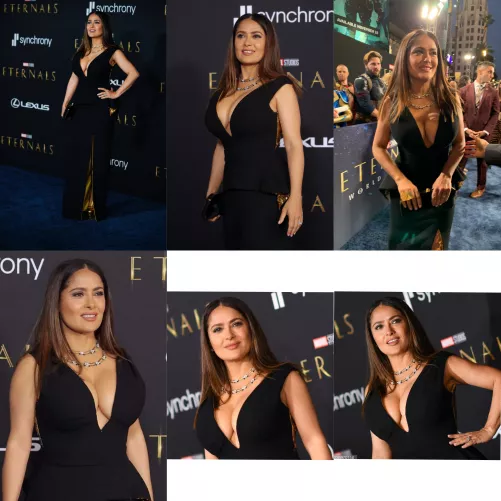 Salma Hayek- a perfect outfit to fuck her hard and a titfuck after the premiere by EnvironmentalBar8974