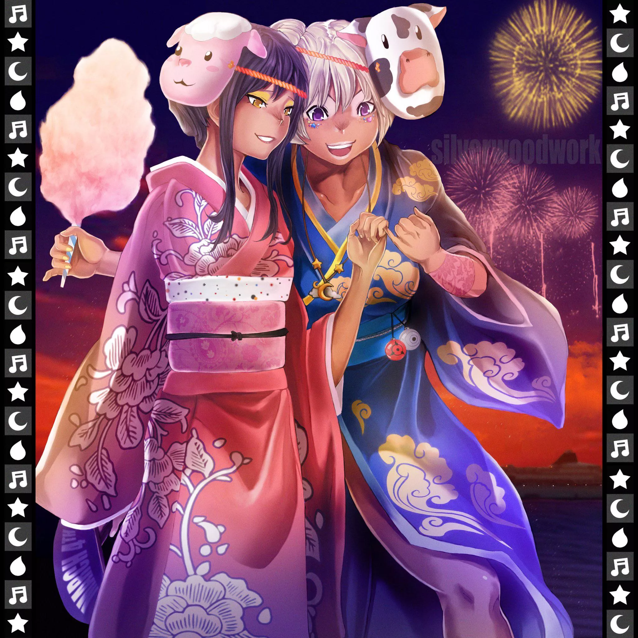 Sarah and Lailani visiting Japan! Drawn by Silverwoodworks posted by Tootiredtowrite