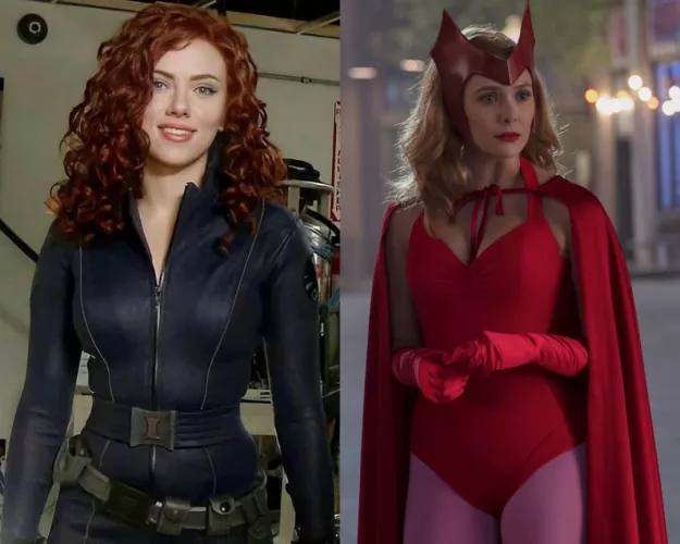 Scarlett Johansson and Elizabeth Olsen ready to tease at the Halloween party by tossawy135
