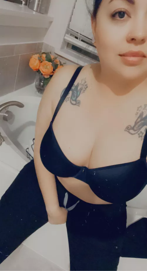 Scrubs halfway off. Shower time by Miss6517