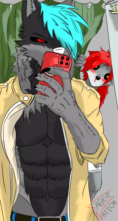 Selfie mirror on fitting room (Okami Saber) by SaberKomics