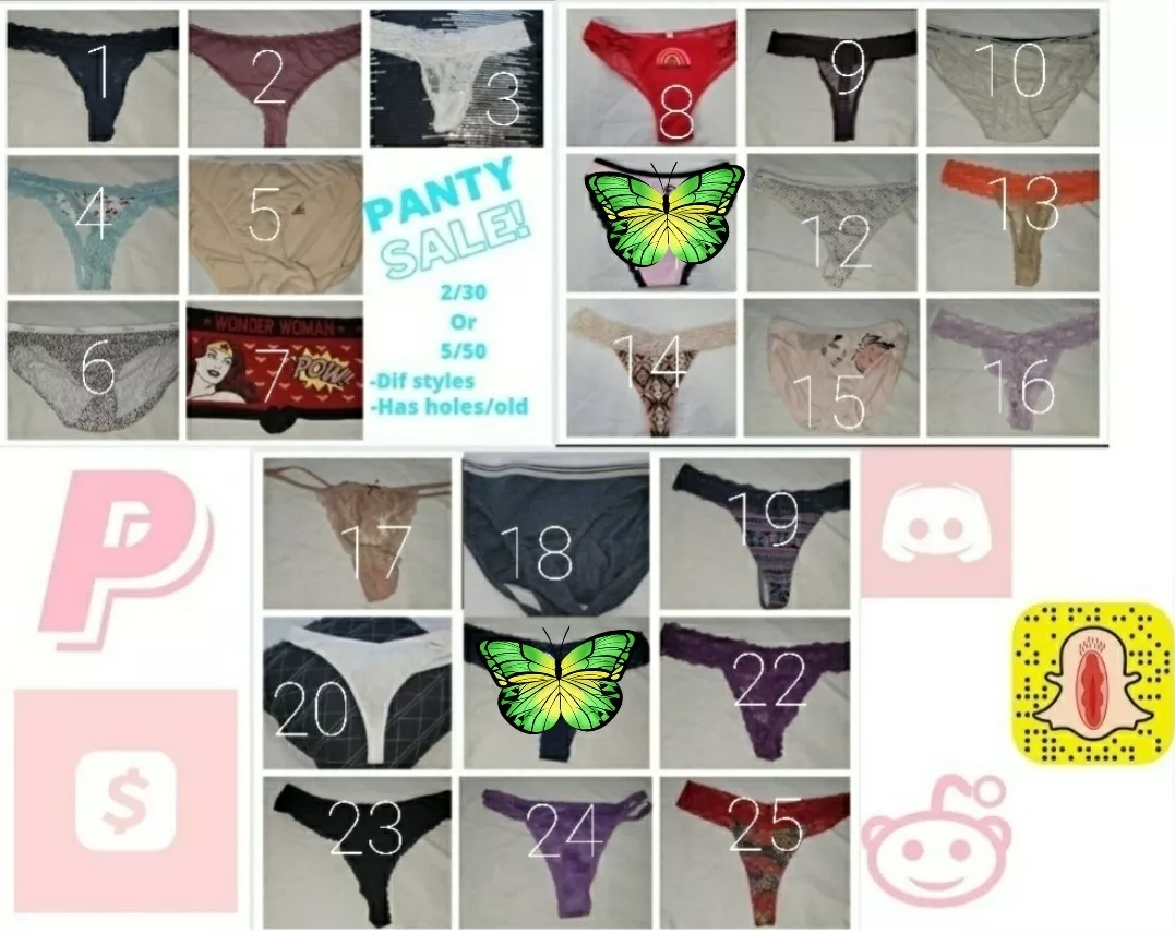 [SELLING] Available for wears!! 🌻🖤🌻 I've got 7 days left before my moon 🌙 11&21 are sold. Tired of buying new barely scented panties? These are old and well worn perfect for the hardcore or classic panty connoisseur 🤤💕 posted by Sama31sgrl