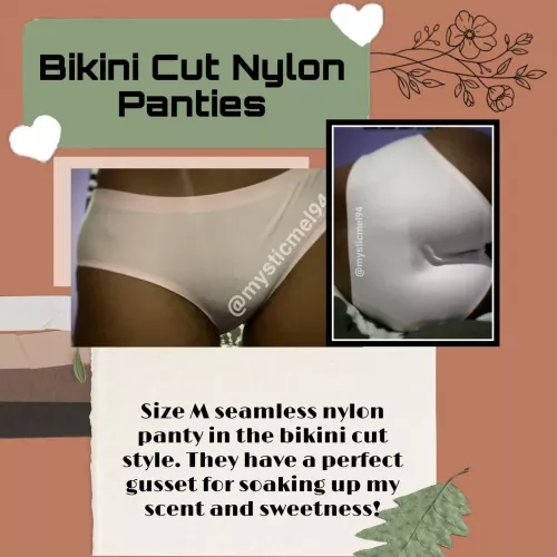 [selling] be my first buyer of 2022 and get an extra day of wear! offer available for all panties including this nylon bikini cut panty! add ons always available. kik: mysticmel94 💥🎉 by mysticmel94