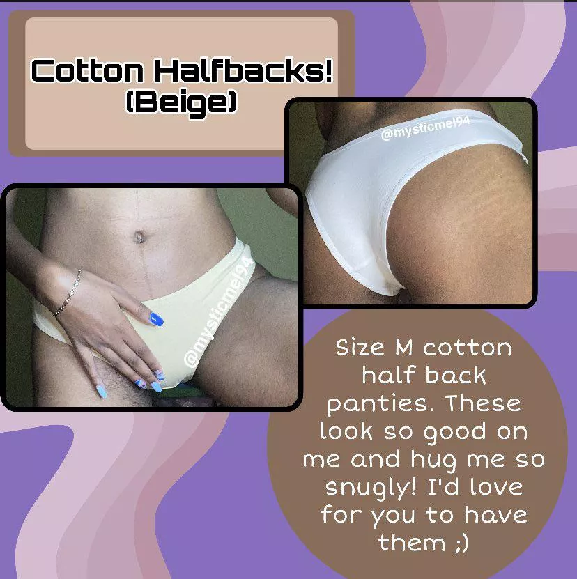 [selling] Beige cotton panty! I love this style and the way it accentuates my little 🍑. Its gusset is perfect for collecting my grool and scent! message me on kik: mysticmel94 💋🌼 posted by mysticmel94