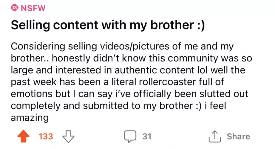 Selling content with my brother :) by cxmluv
