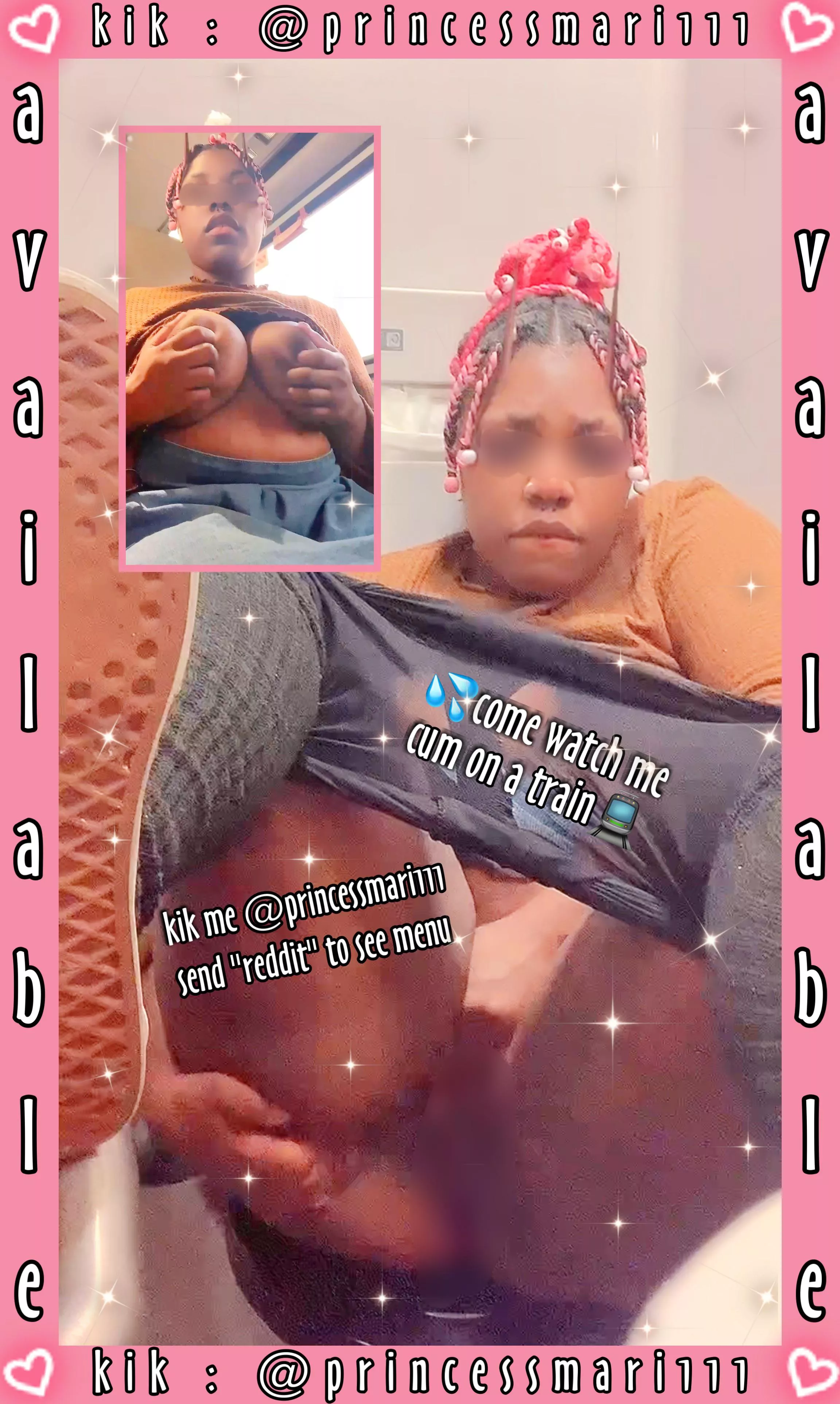 [selling] cum watch me touch my p*ssy on the train😋 | 🚫NO CAM!🚫💦[GFE] [sext] [rate] custom/premade [pic] [vid] panties [fet]ish friendly💦, i do show face ✨kik me @princessmari111 posted by childlike_luna