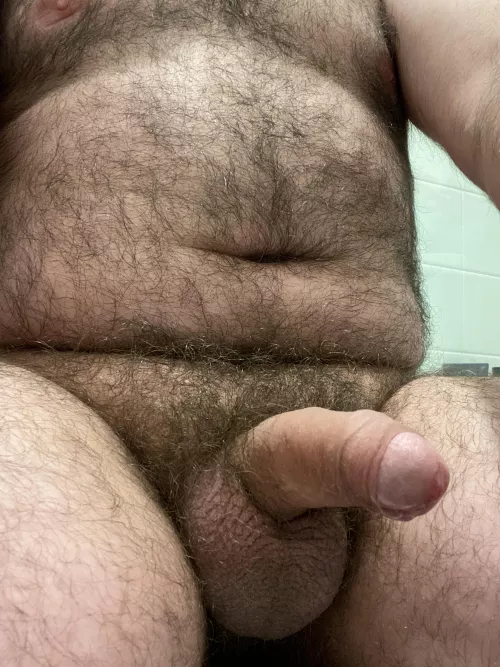 Semi hard and leaky 😏 hmu 🐻🍆 by beardnhairy
