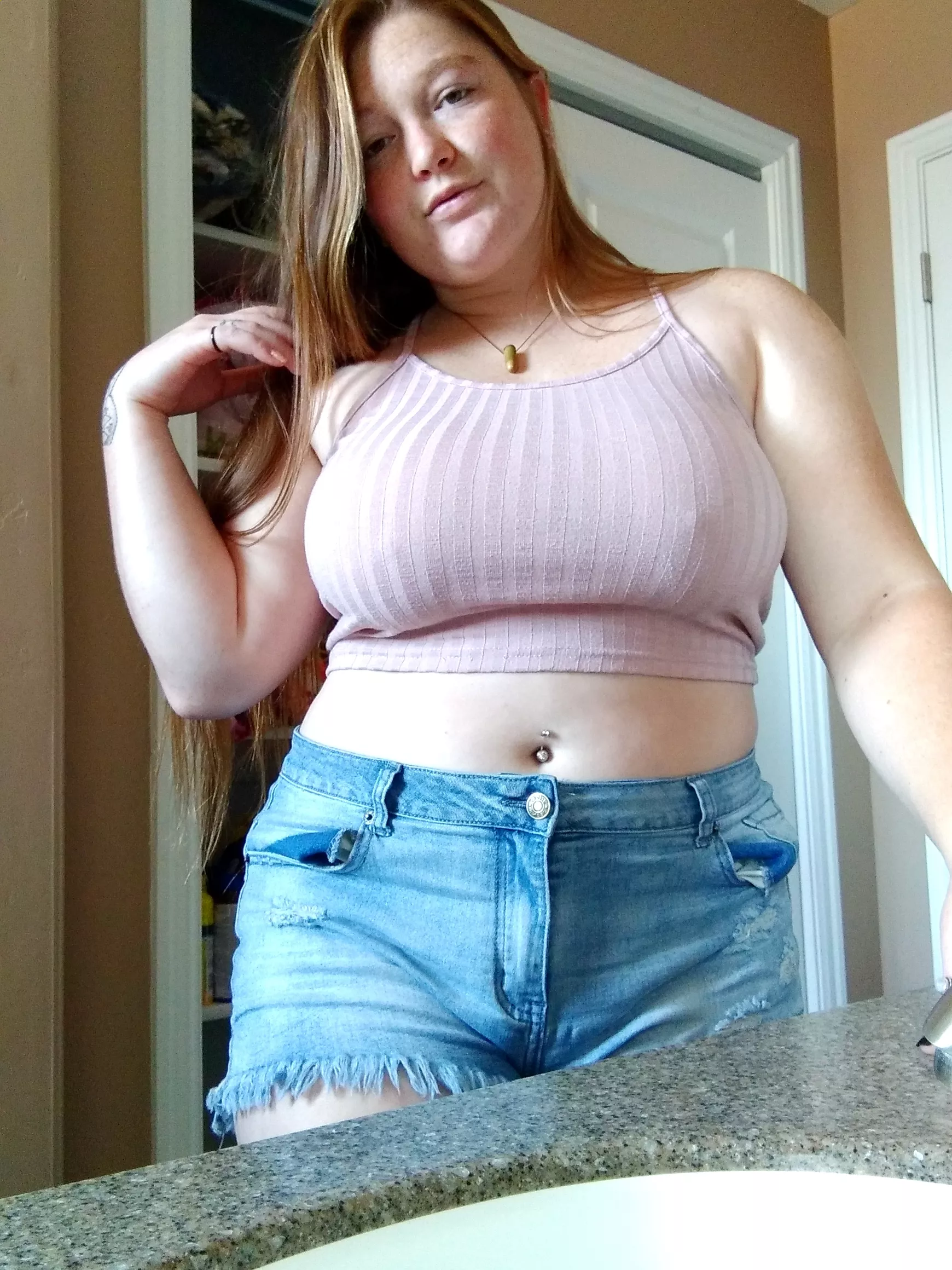 Set me on this counter, pull my shorts down and eat me while the family's in the other room posted by pussiesncream