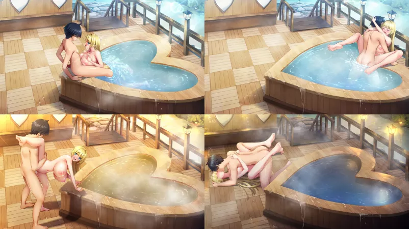 Sex marathon with a big-breasted elf at a hot springs/onsen (Derauea) [Motto! Haramase! Honoo no Oppai Isekai Chou Ero Succubus Gakuen!] by llamanatee