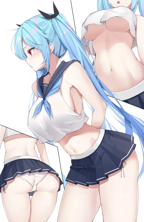 Sexy Blue Haired Girl by iLewdWaifus