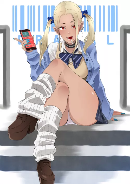 Sexy Gyaru showing off the goods by Henthigh_Senpai