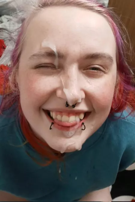 Sexy little thing with a face full of cum by holyman01