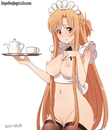 Sexy maid Asuna with your drink by diegorivera9