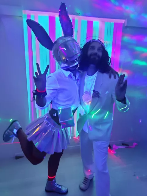 Sexy Schoolgirl Disco Bondage Bunny and Modern Day Jesus... Happy Halloween! by 1010temp1010