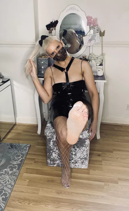 Sexy white fishnets for this little devil by sparkly-and-savage