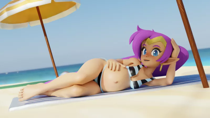 Shantae relaxing on a beach by hdddestroyer