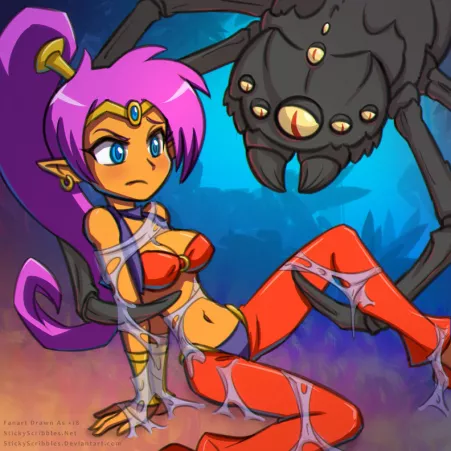 Shantae Two Spider Bondage [ StickyScribbles ] by 24Emma