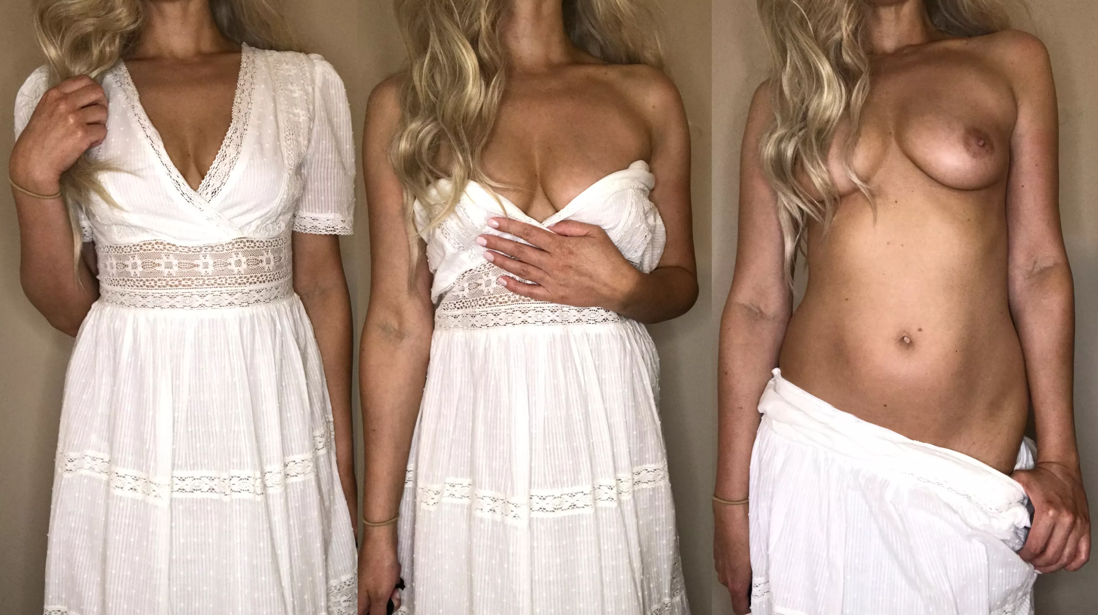 Sharing my white dress on... and off posted by gemmastark69