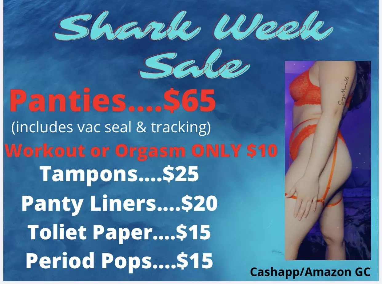 ❤️SHARK WEEK SALE ❤️ [Selling] Panties | Tampons | Panty Liners | And Pops 💦 [kik] Sagemarie55 posted by SageMarie55