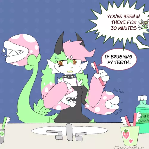 She has a lot of teeth (art by me @quackshley insta/twitter) by Quackshley