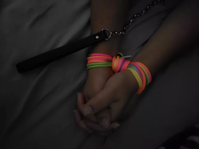 She likes to sleep with her hands tied by PupandMaster