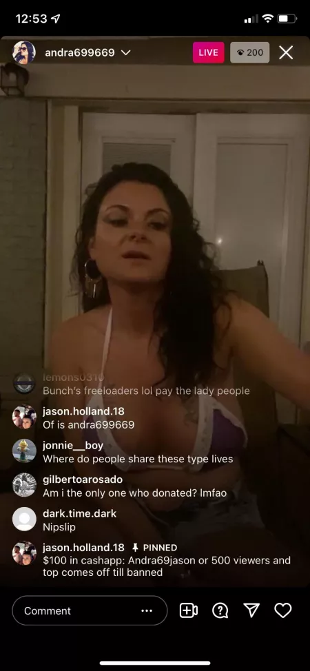 She said 500 viewers and top comes off by Opposite_Pin9276
