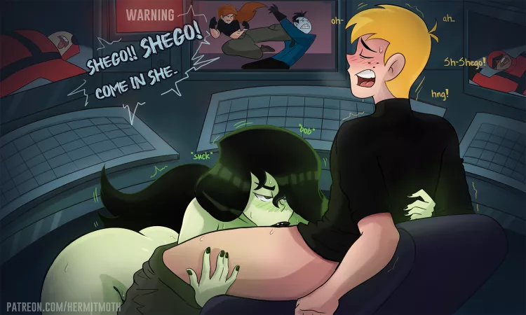 Shego distracted by Ron (Hermit Moth) [Kim Possible] by BigMilfyGothFuta