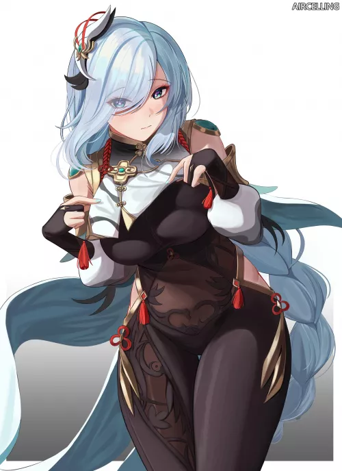 Shenhe [Genshin Impact] (AIRCELLING) by CheetahSperm18