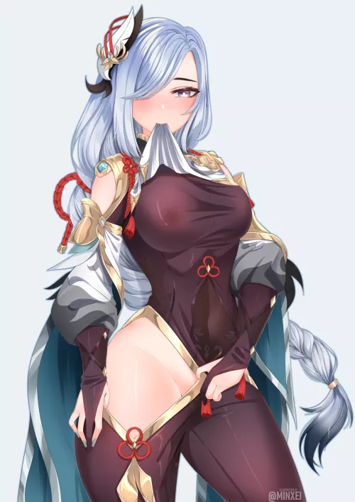 Shenhe's thigh window by FiendishDrAwoo