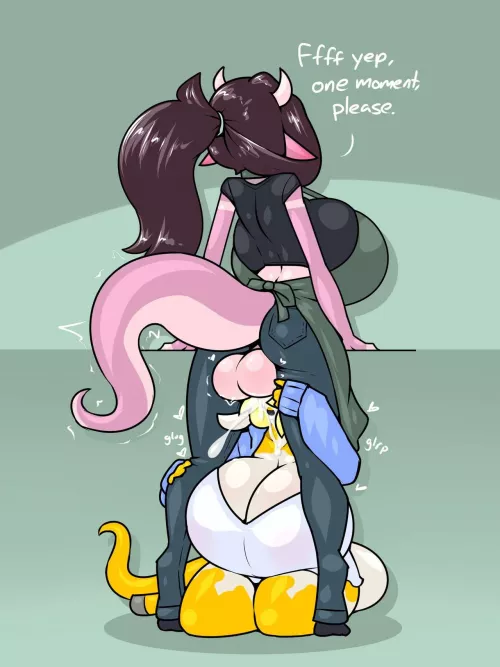 Shhhh! If you don't quiet down then the customers will hear you! You can come up for breath once they leave! (Limebreaker) by Jacinith13