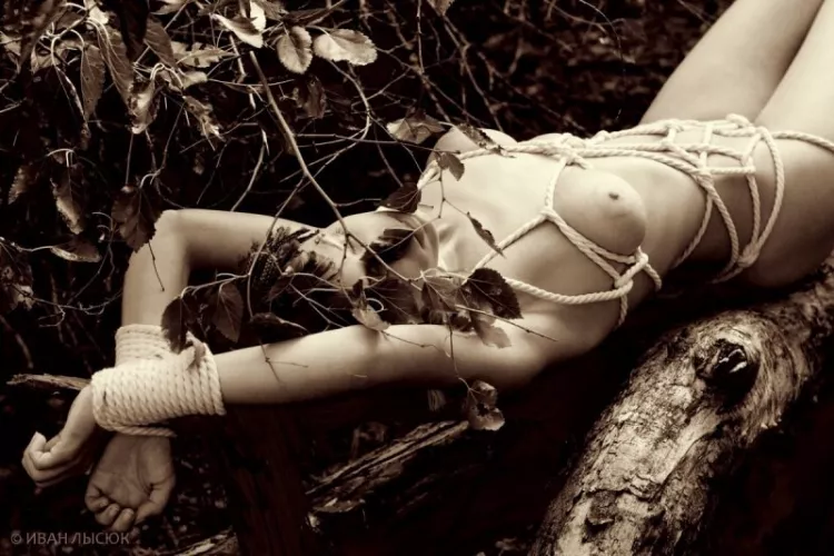 Shibari in nature by tapednude