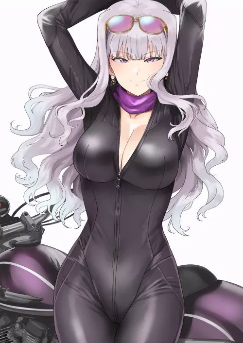 Shijou Takane Bikesuit Arms Up (Tsurui ) [Idolmaster] by sequence_string