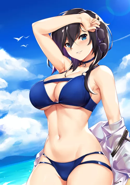 Shkikkan-sama... Are You Enjoying This Trip To The Beach?~💙 (HMS Ark Royal, Azur Lane, Royal Navy Faction) by YandereLover22
