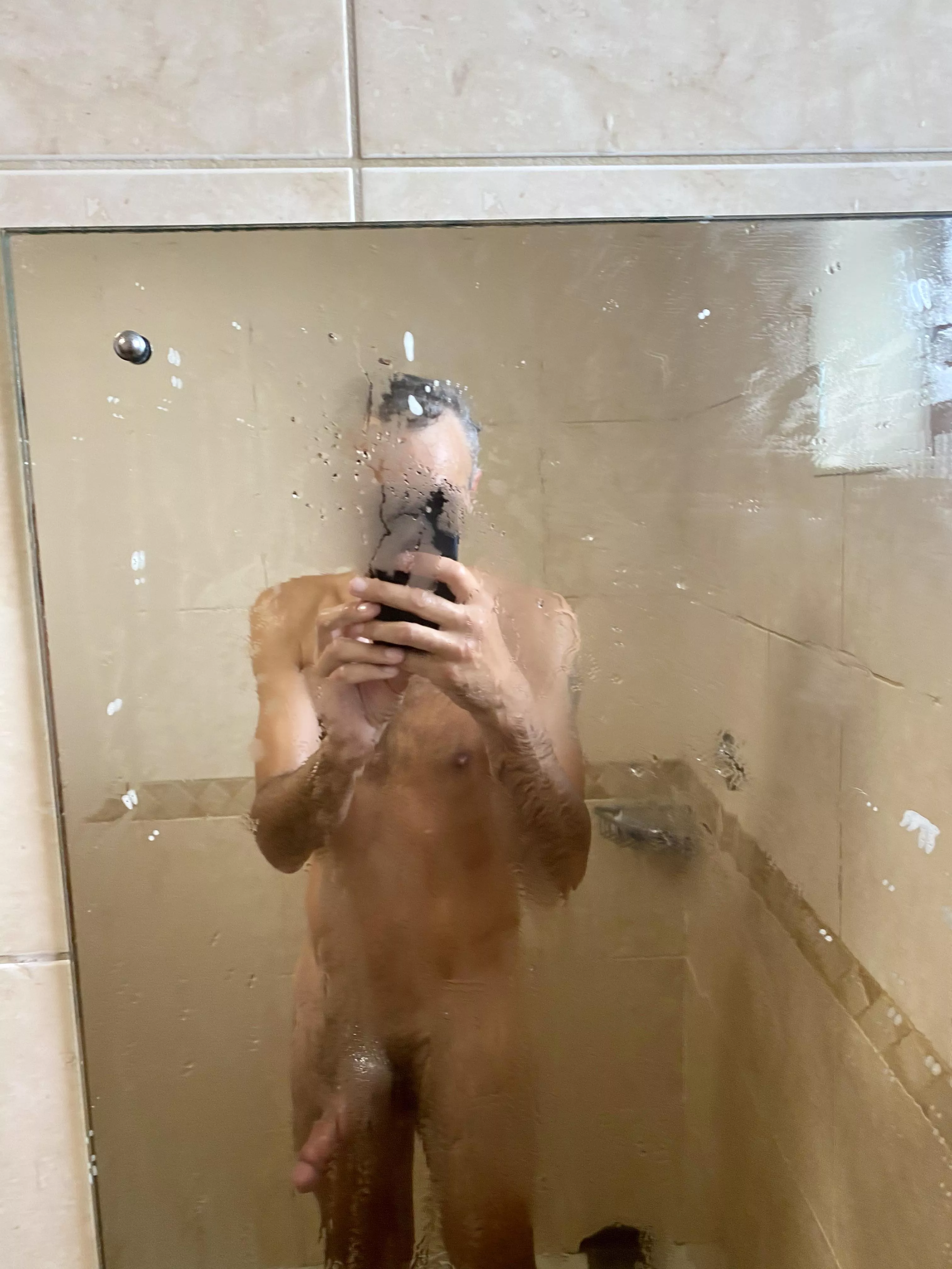 Shower selfie… posted by HungLowerThan