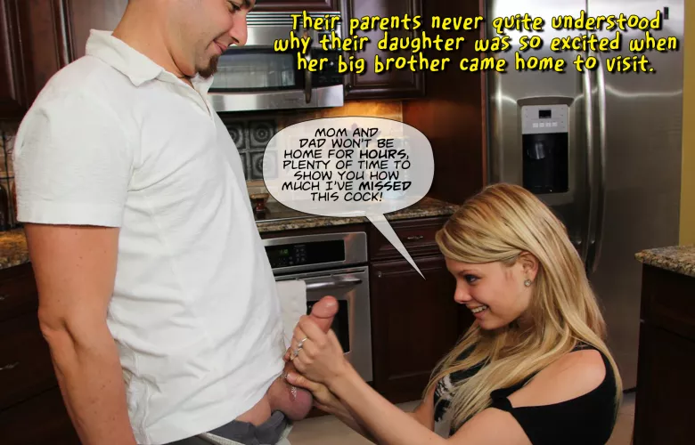 Showing Brother How Much She Misses His cock by pervycaptionmaker