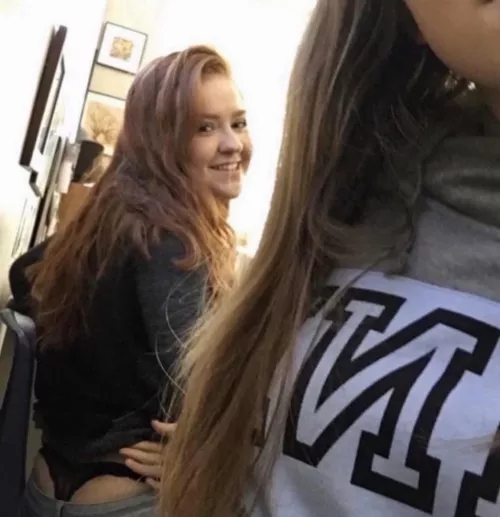 Showing off her black thong in class 😏 by localpantiegod