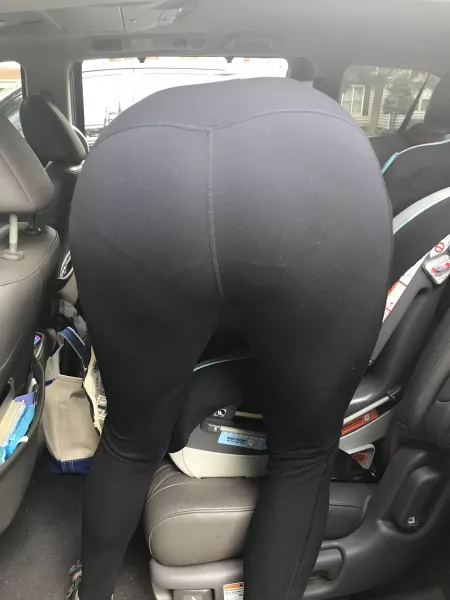Showing off her panty lines while fixing the car seat. 😛 by kibuka25