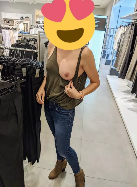 Showing off her titty makes shopping more fun by Captain_5