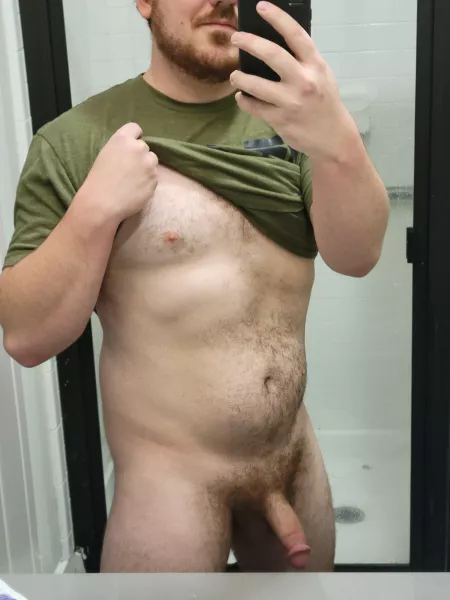 Showing off in a friend's bathroom.What would you do if you walked in on me? by Neither_Elevator_300