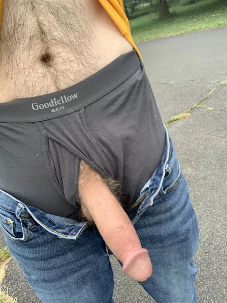 Showing off my big cock on my walk today by tannerdanielsx