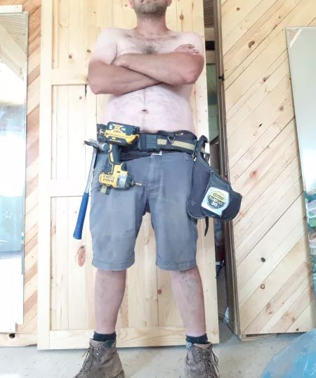 Showing off my farmers tan, my belly may blind you by nothin1941