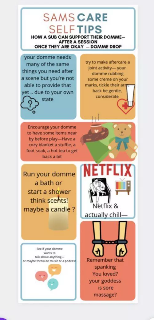 Since the one I posted last was well received— what isn’t discussed enough— AFTERCARE for DOMS by goddesssamlotts