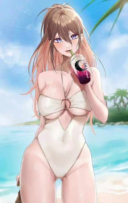 Sippin on a Drink at the Beach [Artist's Original] by CheetahSperm18