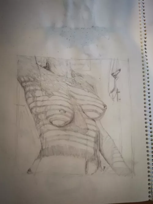 Sketch of u/BustyFlynn, going to use ink in and water for coloring and shading, first proper sketch in 1year so any help would be appreciated :) by Fluffy-Deth