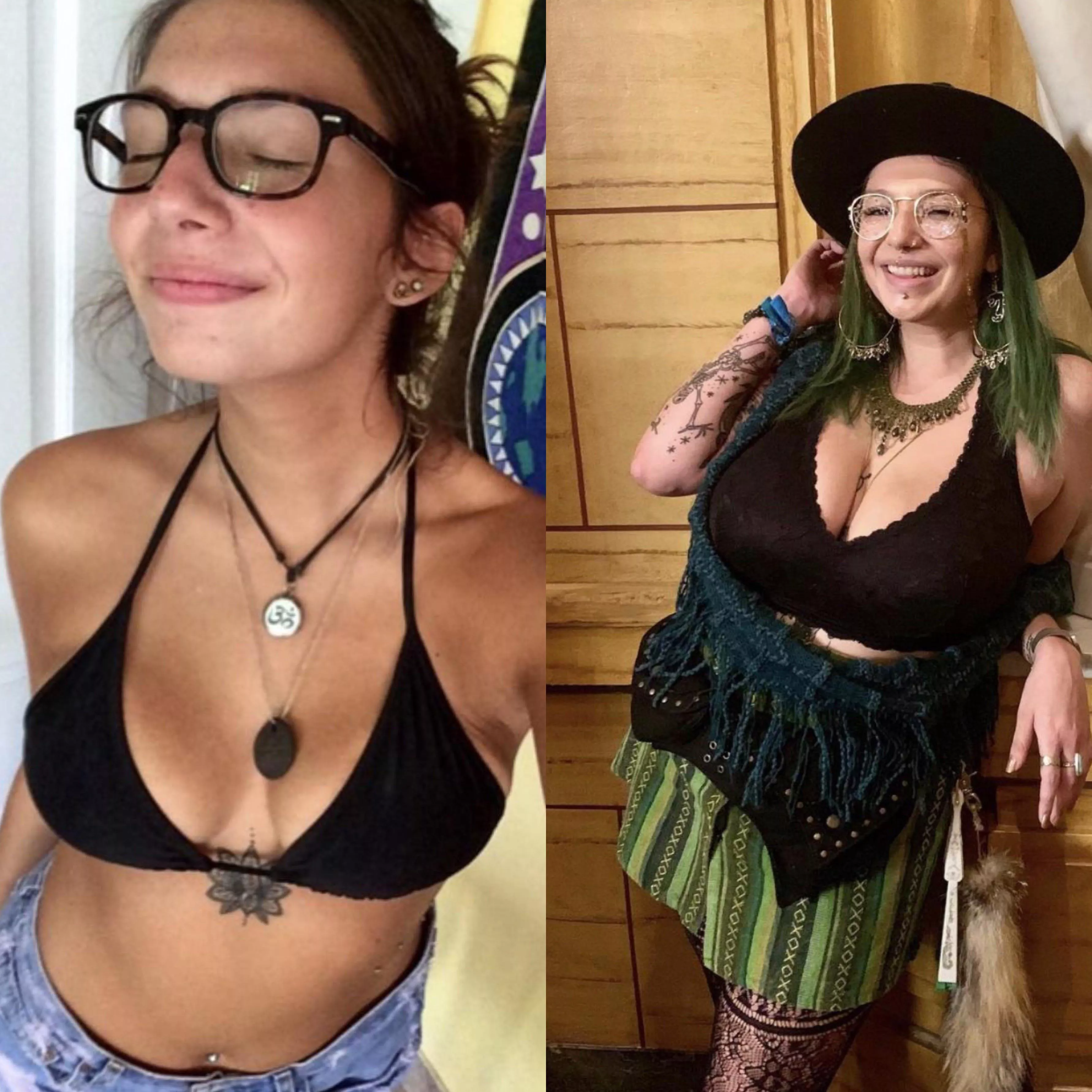 Skinny brunette becomes busty hippie (album in comments) posted by whoomp86