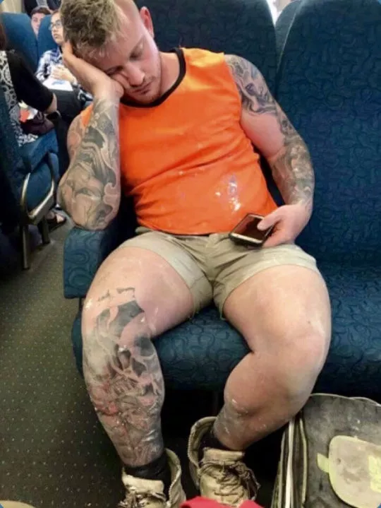 Sleeping on the train (X-Post /r/menslegs) posted by menareamazing