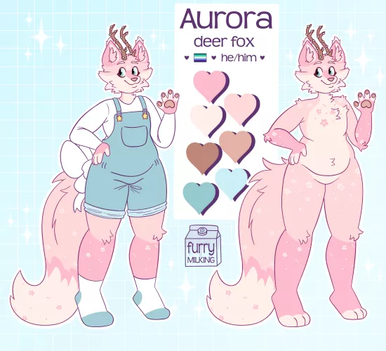♥ slight redesign + ref for my character Aurora! ♥ (art by me) by furrymilking
