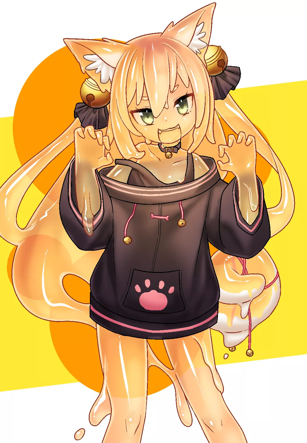 Slime catgirl in a hoodie posted by FF3LockeZ