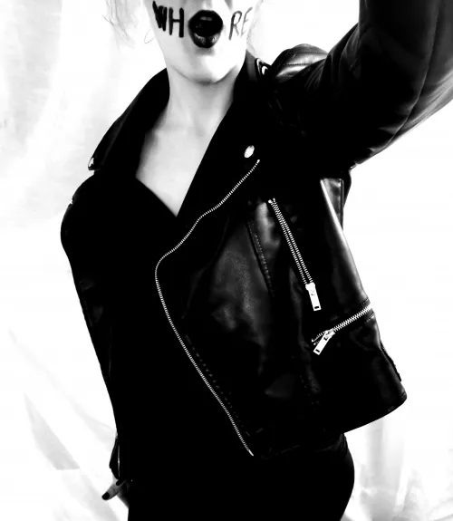 Slut spotted under this leather jacket by Zelda_W